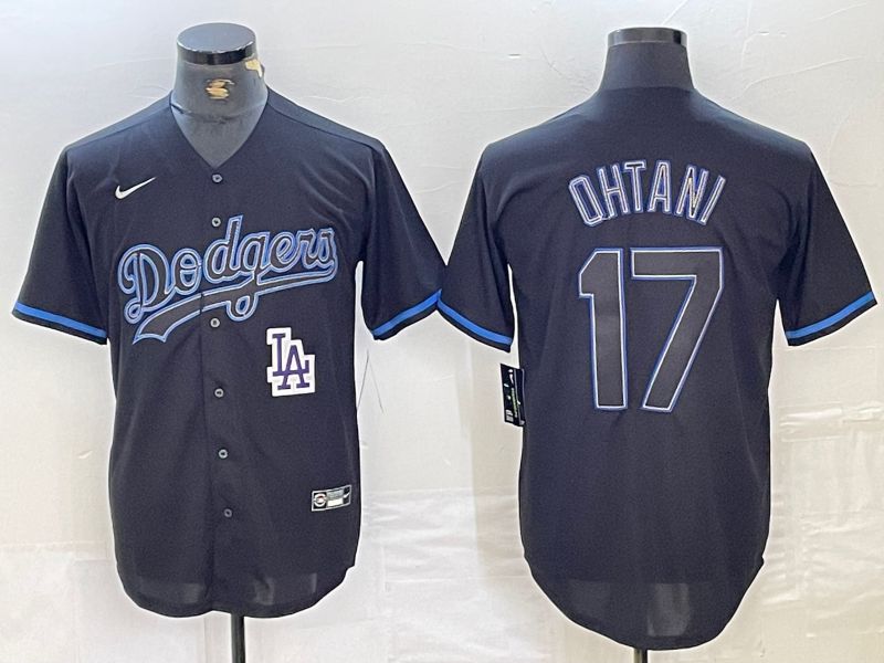 Men Los Angeles Dodgers 17 Ohtani Black Fashion Nike Game MLB Jersey style 8